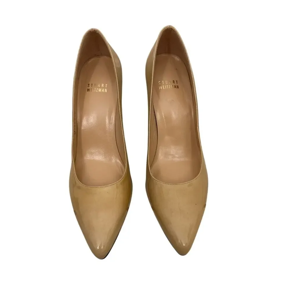 Stuart Weitzman Shoes Tan Heels Patent Leather Pumps Size Women's 7